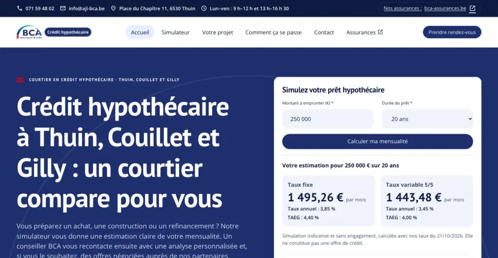 Le site BCA Crédit, une autre page