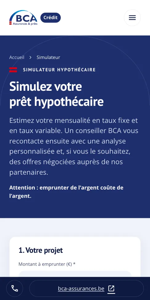 Le site BCA Crédit au téléphone (2/3)