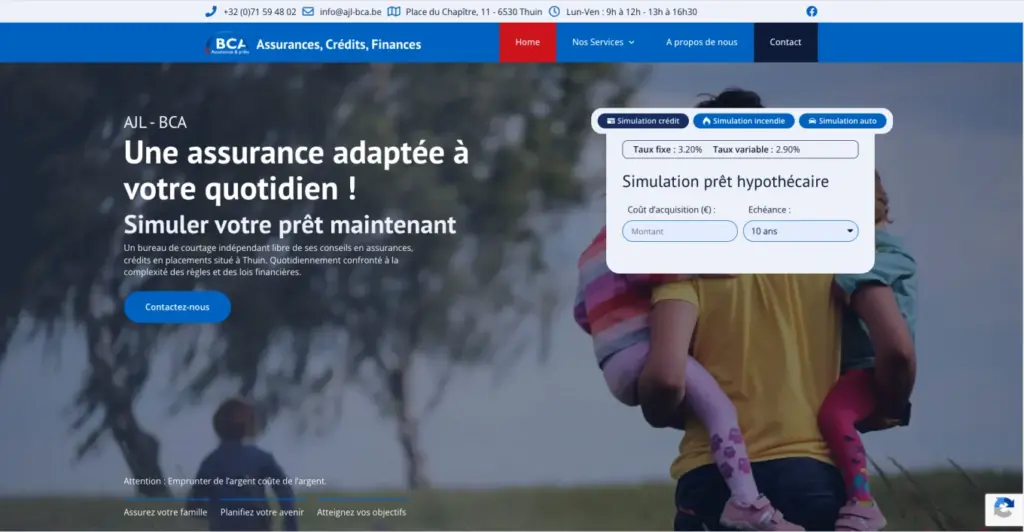 Une page du site de BCA Assurance