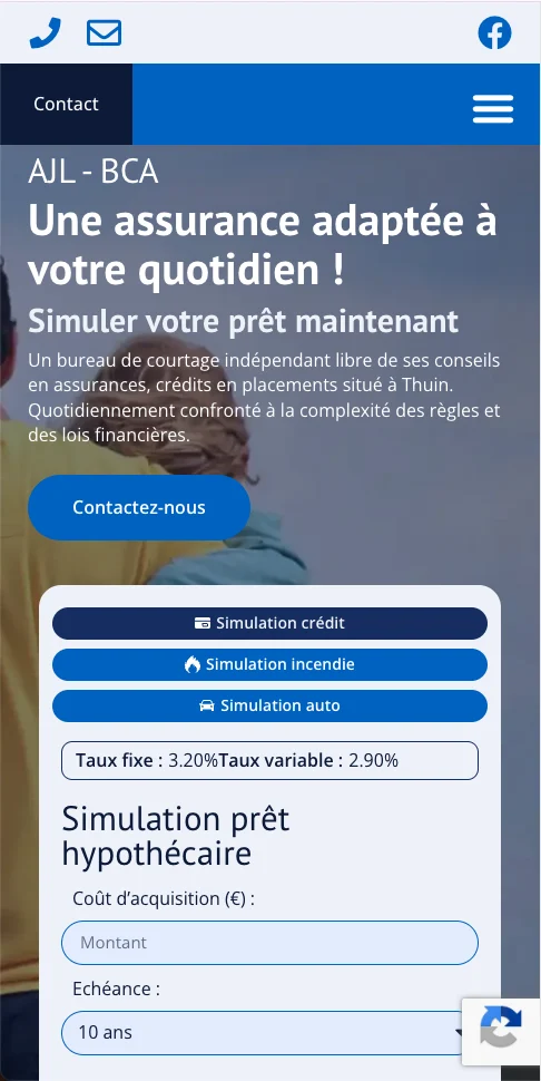 Le site de BCA Assurance au téléphone (1/3)
